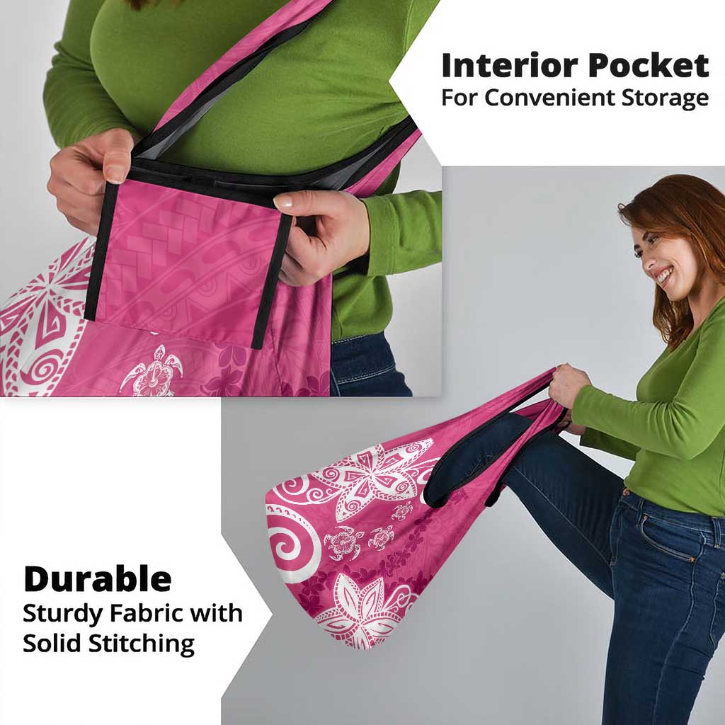 Polynesia Grocery Bag Pink Tribal Turtle Floral Pattern