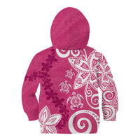 Polynesia Kid Hoodie Pink Tribal Turtle Floral Pattern