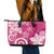 Polynesia Leather Tote Bag Pink Tribal Turtle Floral Pattern