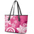 Polynesia Leather Tote Bag Pink Tribal Turtle Floral Pattern