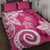 Polynesia Quilt Bed Set Pink Tribal Turtle Floral Pattern