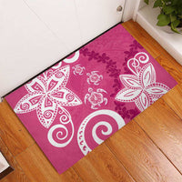 Polynesia Rubber Doormat Pink Tribal Turtle Floral Pattern