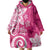 Polynesia Wearable Blanket Hoodie Pink Tribal Turtle Floral Pattern