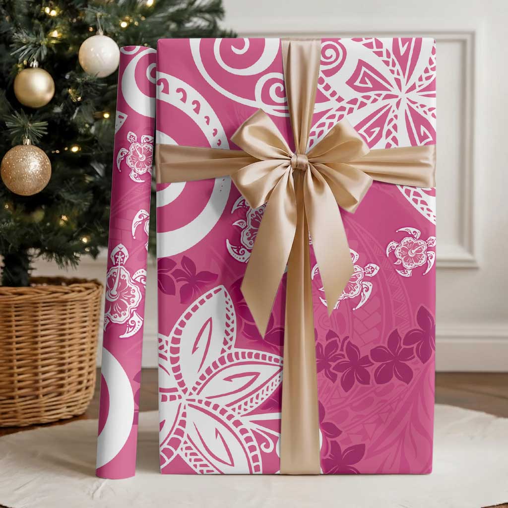 Polynesia Wrapping Paper Pink Tribal Turtle Floral Pattern - Polynesian Pride