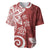 Polynesia Baseball Jersey Red Tribal Turtle Floral Pattern