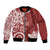 Polynesia Bomber Jacket Red Tribal Turtle Floral Pattern