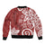 Polynesia Bomber Jacket Red Tribal Turtle Floral Pattern