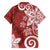 Polynesia Family Matching Short Sleeve Bodycon Dress and Hawaiian Shirt Red Tribal Turtle Floral Pattern