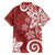 Polynesia Hawaiian Shirt Red Tribal Turtle Floral Pattern