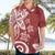 Polynesia Hawaiian Shirt Red Tribal Turtle Floral Pattern