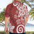 Polynesia Hawaiian Shirt Red Tribal Turtle Floral Pattern