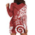 Polynesia Hoodie Dress Red Tribal Turtle Floral Pattern