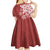 Polynesia Kid Short Sleeve Dress Red Tribal Turtle Floral Pattern