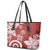 Polynesia Leather Tote Bag Red Tribal Turtle Floral Pattern