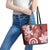 Polynesia Leather Tote Bag Red Tribal Turtle Floral Pattern