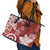 Polynesia Leather Tote Bag Red Tribal Turtle Floral Pattern