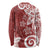 Polynesia Long Sleeve Shirt Red Tribal Turtle Floral Pattern