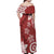 Polynesia Off Shoulder Maxi Dress Red Tribal Turtle Floral Pattern