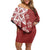 Polynesia Off Shoulder Short Dress Red Tribal Turtle Floral Pattern