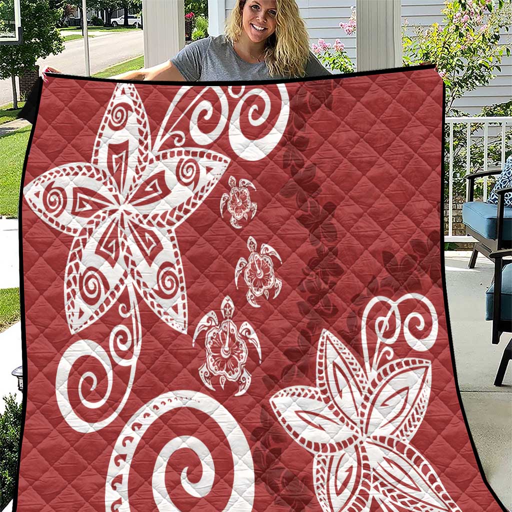 Polynesia Quilt Red Tribal Turtle Floral Pattern LT05 Red - Polynesian Pride