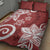 Polynesia Quilt Bed Set Red Tribal Turtle Floral Pattern