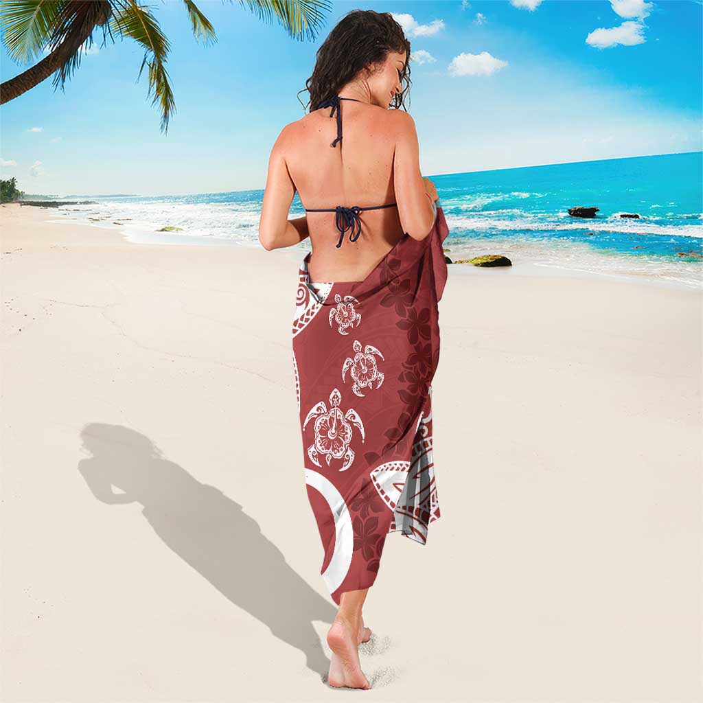 Polynesia Sarong Red Tribal Turtle Floral Pattern