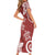 Polynesia Short Sleeve Bodycon Dress Red Tribal Turtle Floral Pattern