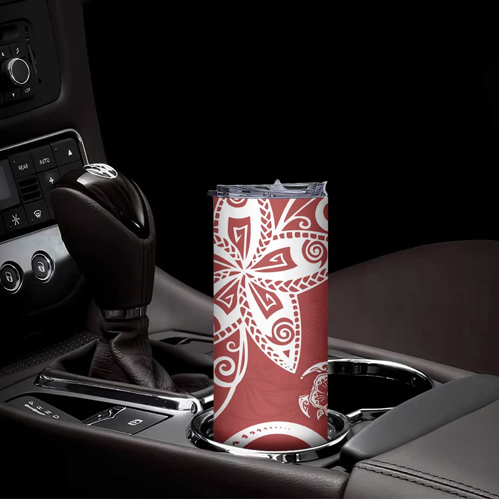 Polynesia Skinny Tumbler Red Tribal Turtle Floral Pattern