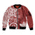 Polynesia Sleeve Zip Bomber Jacket Red Tribal Turtle Floral Pattern