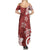 Polynesia Summer Maxi Dress Red Tribal Turtle Floral Pattern