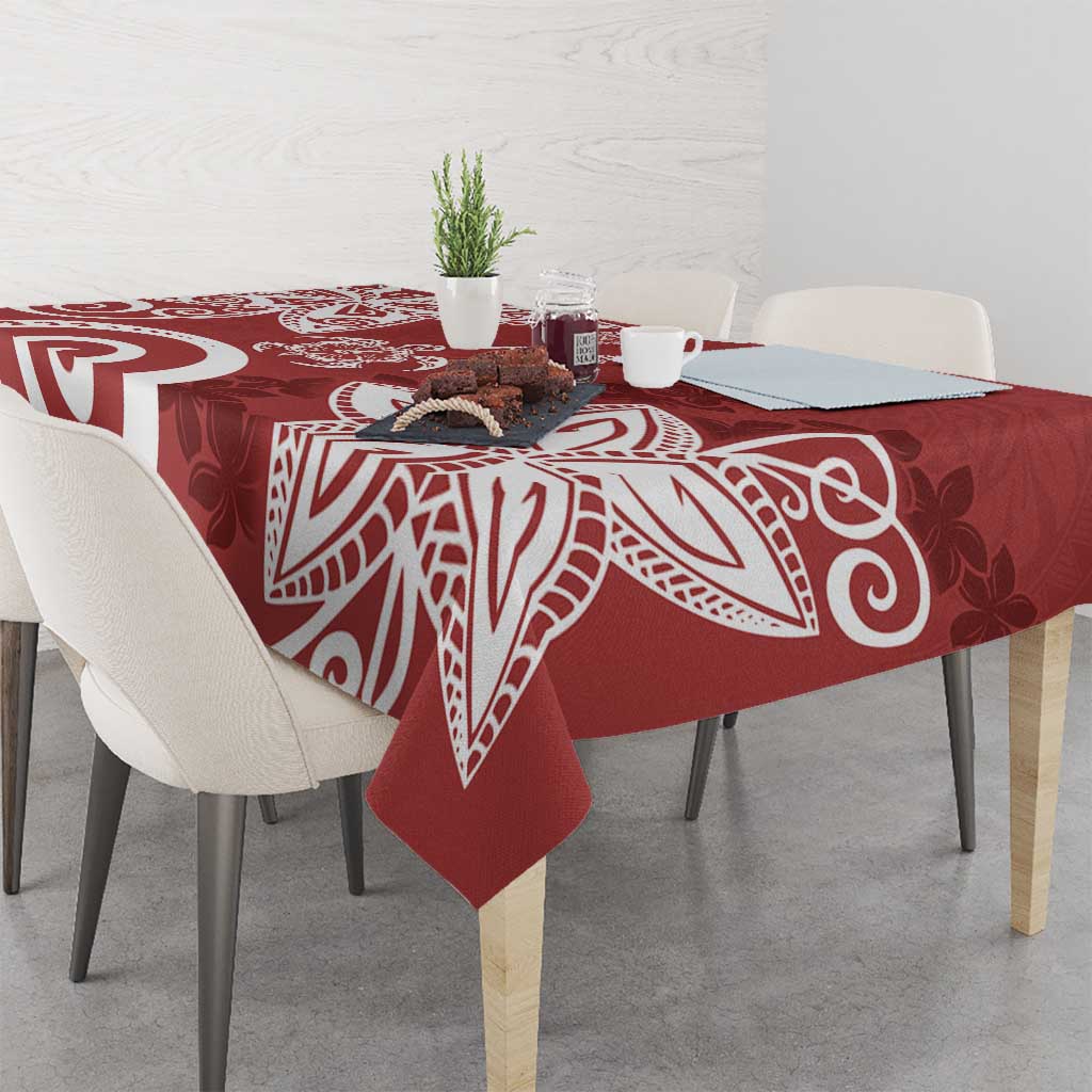 Polynesia Tablecloth Red Tribal Turtle Floral Pattern