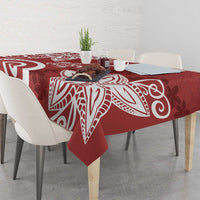 Polynesia Tablecloth Red Tribal Turtle Floral Pattern