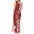 Polynesia Tank Maxi Dress Red Tribal Turtle Floral Pattern