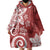 Polynesia Wearable Blanket Hoodie Red Tribal Turtle Floral Pattern