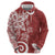 Polynesia Zip Hoodie Red Tribal Turtle Floral Pattern