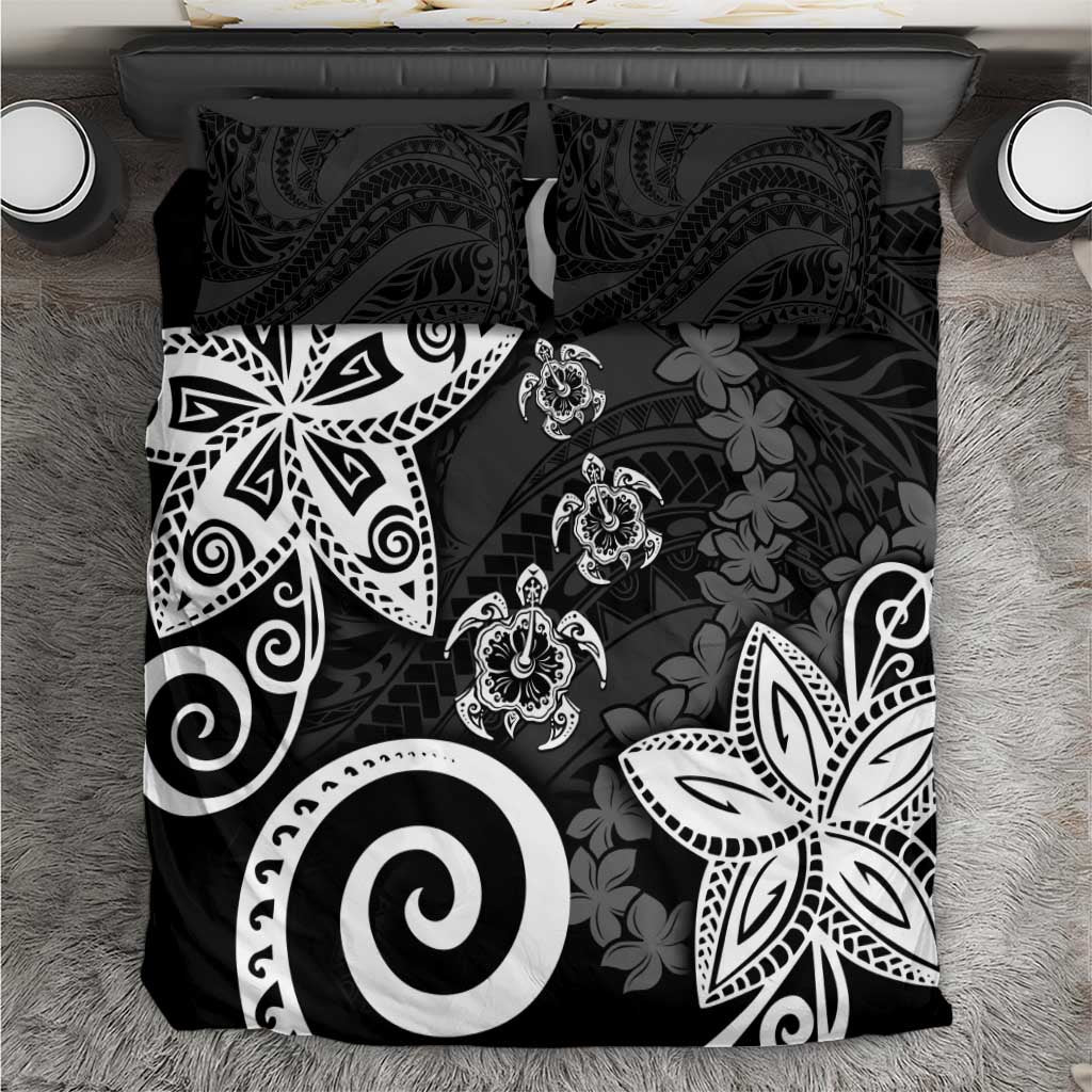 Polynesia Bedding Set Black Tribal Turtle Floral Pattern