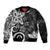 Polynesia Bomber Jacket Black Tribal Turtle Floral Pattern