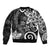 Polynesia Bomber Jacket Black Tribal Turtle Floral Pattern