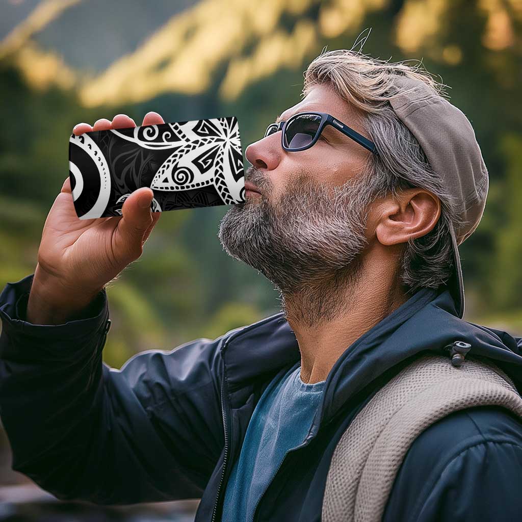 Polynesia 4 in 1 Can Cooler Tumbler Black Tribal Turtle Floral Pattern
