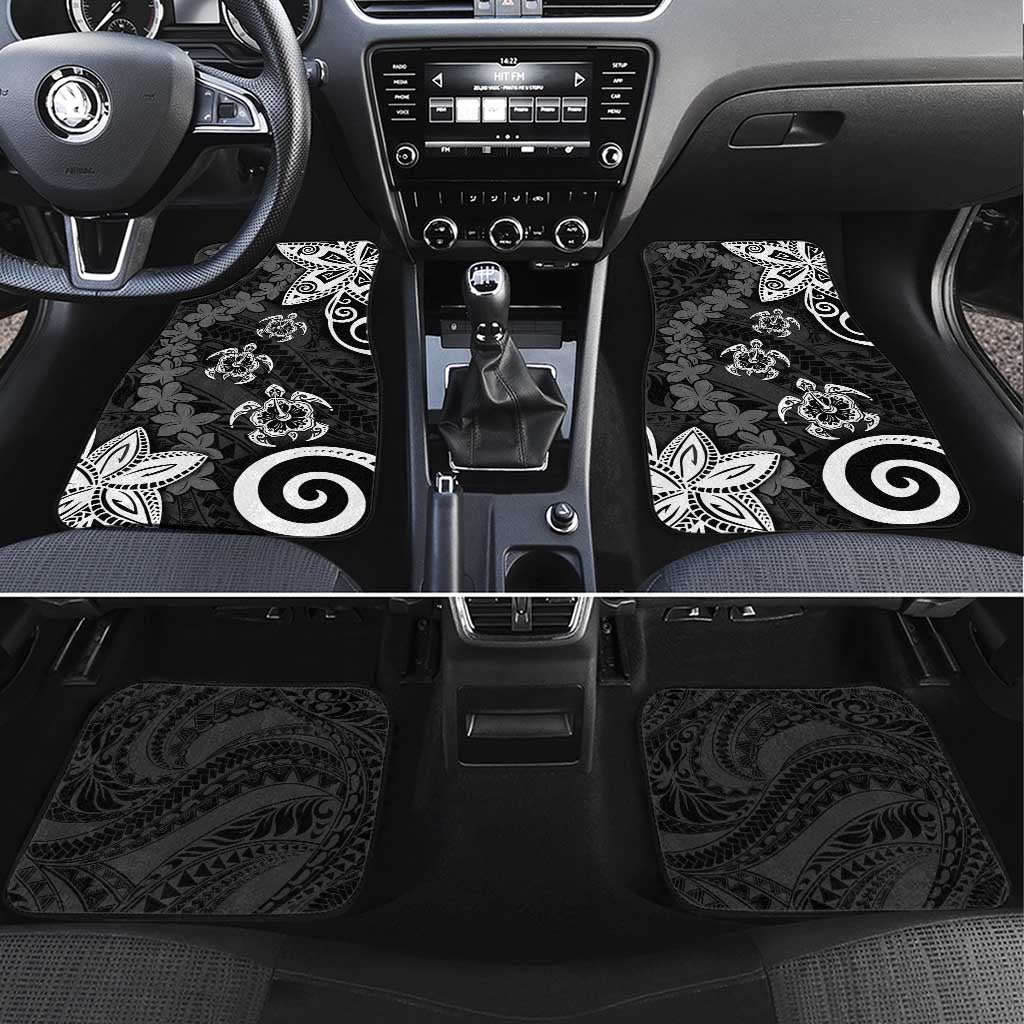 Polynesia Car Mats Black Tribal Turtle Floral Pattern