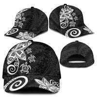 Polynesia Classic Cap Black Tribal Turtle Floral Pattern - Polynesian Pride