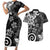 Polynesia Couples Matching Short Sleeve Bodycon Dress and Hawaiian Shirt Black Tribal Turtle Floral Pattern