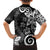 Polynesia Family Matching Off The Shoulder Long Sleeve Dress and Hawaiian Shirt Black Tribal Turtle Floral Pattern