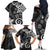 Polynesia Family Matching Off The Shoulder Long Sleeve Dress and Hawaiian Shirt Black Tribal Turtle Floral Pattern