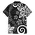 Polynesia Family Matching Short Sleeve Bodycon Dress and Hawaiian Shirt Black Tribal Turtle Floral Pattern