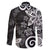 Polynesia Family Matching Short Sleeve Bodycon Dress and Hawaiian Shirt Black Tribal Turtle Floral Pattern