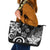 Polynesia Leather Tote Bag Black Tribal Turtle Floral Pattern