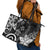 Polynesia Leather Tote Bag Black Tribal Turtle Floral Pattern