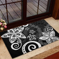 Polynesia Rubber Doormat Black Tribal Turtle Floral Pattern
