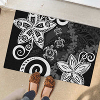 Polynesia Rubber Doormat Black Tribal Turtle Floral Pattern